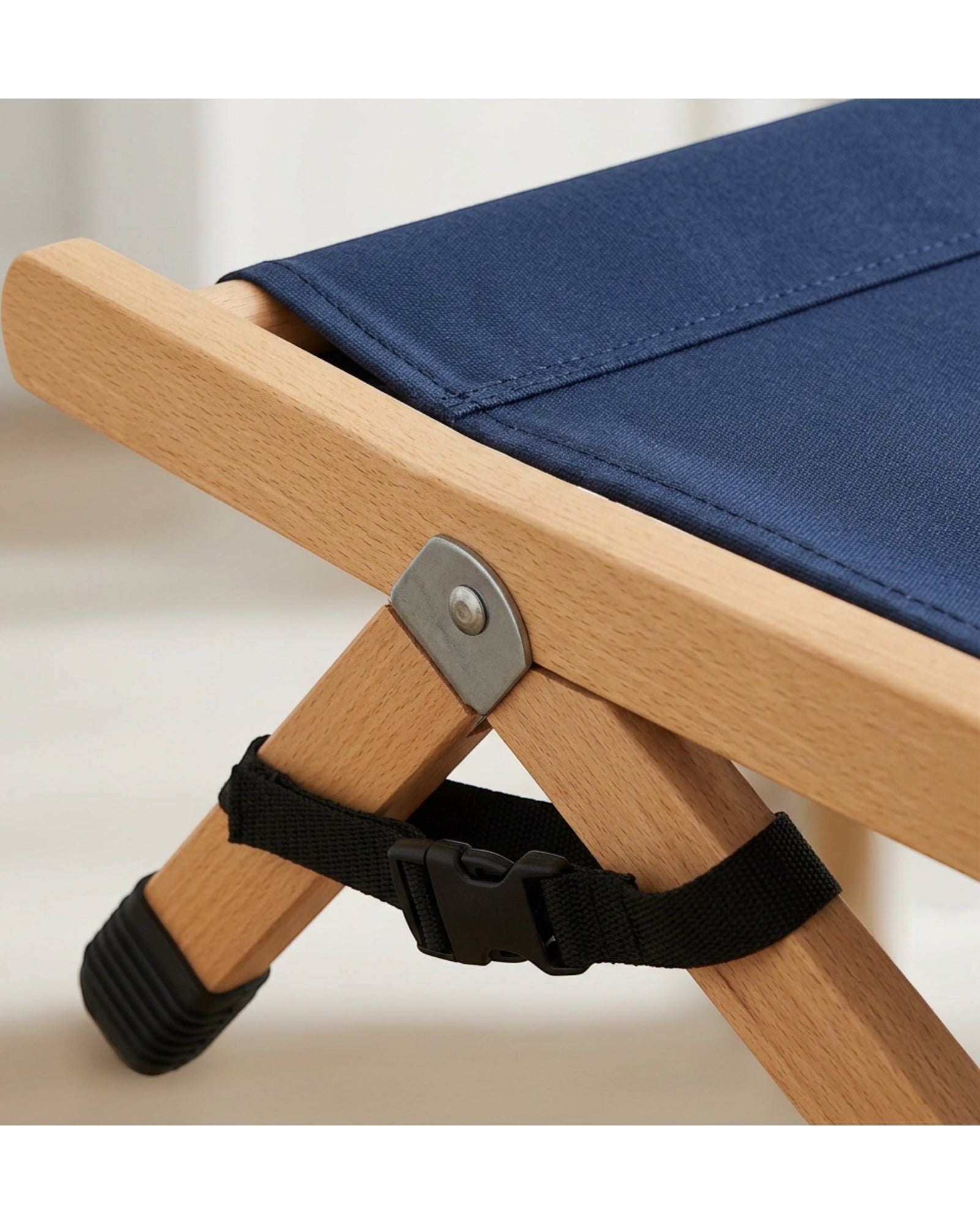 Jwyvp Large Folding Beech-Frame Canvas Dog Bed Natural Navy 115 cm - Detail view
