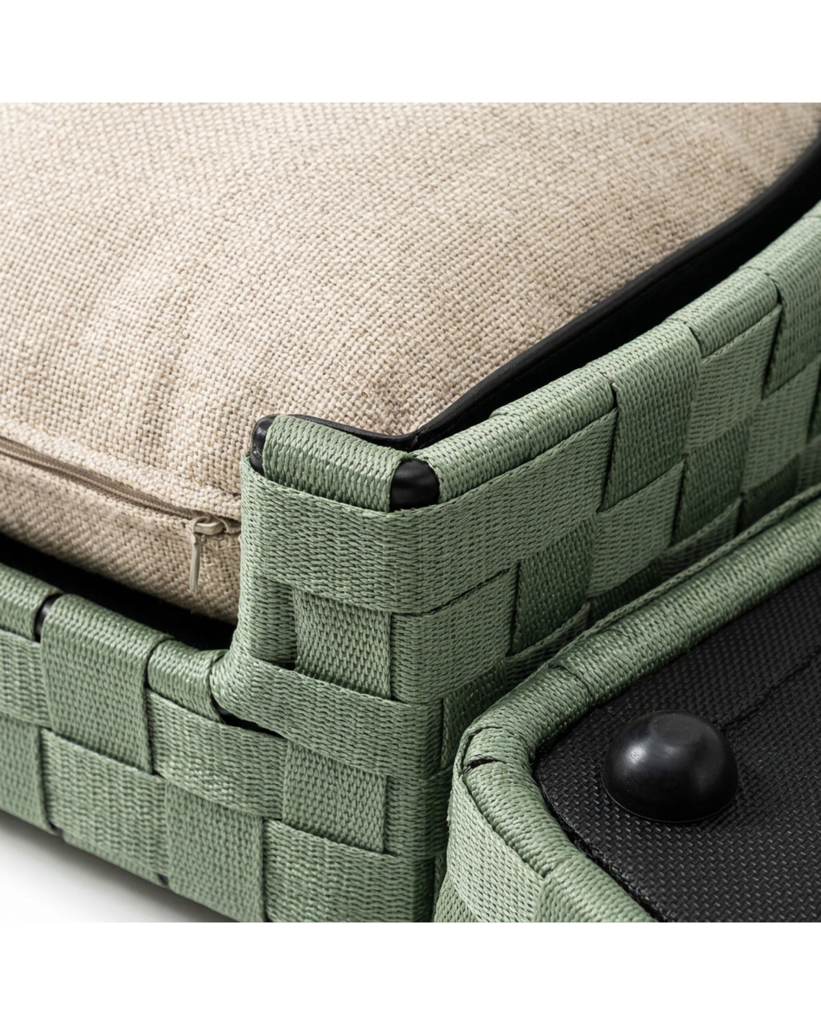 Jwyvp Large Oval Woven Basket Dog Bed Sage Oatmeal 105 cm - Detail view