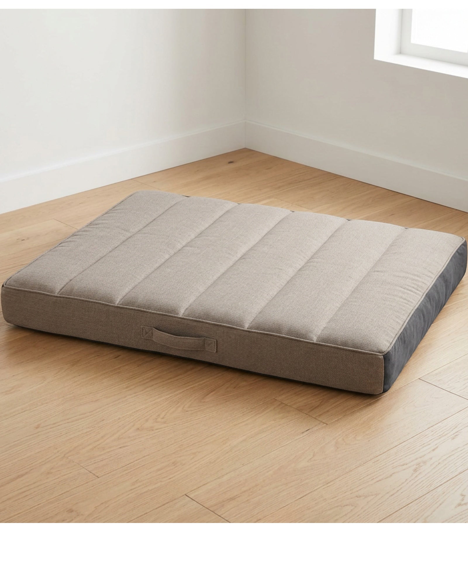 Jwyvp Large Reversible Channel Cushion Dog Bed Taupe Charcoal 110 cm - Lifestyle view